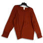 Womens Brown Tight-Knit Long Sleeve Round Neck Pullover Sweater Size 4 image number 1