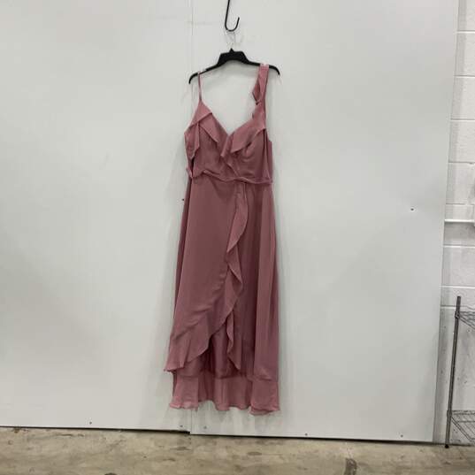 NWT JJ's House Womens Light Pink Ruffle Sleeveless Midi Maxi Dress Size 18W image number 1