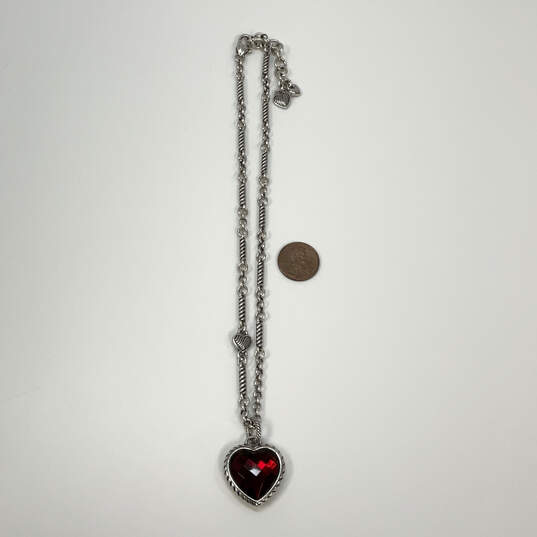 Designer Brighton Silver-Tone Bibi Heart Gem Scroll Chain Pendant Necklace image number 2