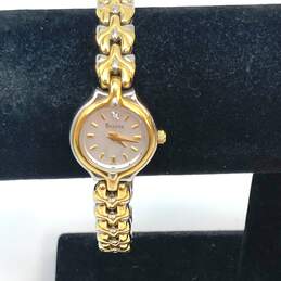 Designer Bulova Gold-Tone Round Dial Bracelet Analog Dress Wristwatch