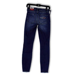 NWT Womens Blue Denim Pockets Distressed High Rise Skinny Jeans Size 00 alternative image