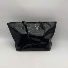 Womens Black Leather Inner Zip Pocket Double Handle Tote Bag Purse alternative image