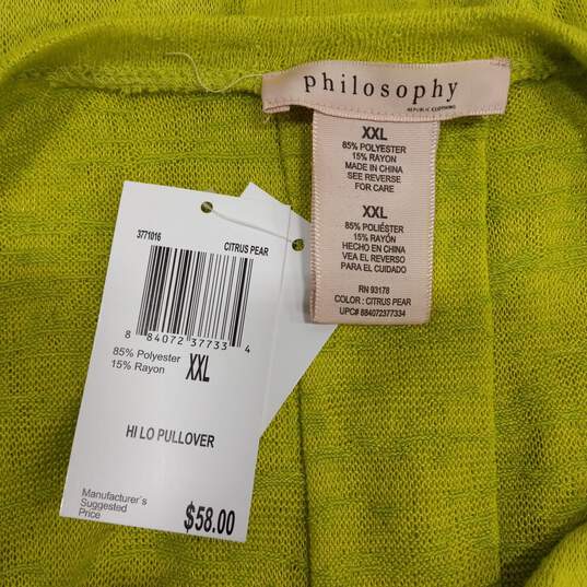 Philosophy Lime Green Knit Long Sleeve Blouse Women's Size XXL image number 4