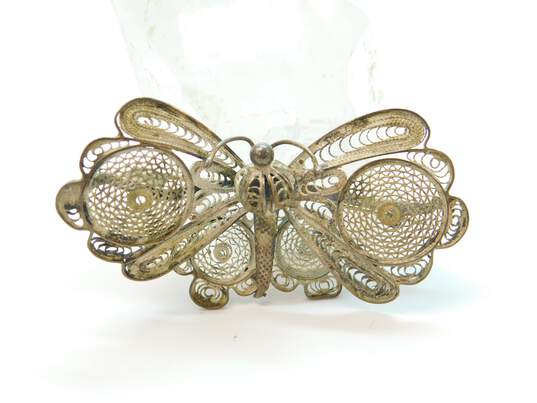 Vintage 925 Spun Filigree Butterfly & Flower Statement Brooches 45.3g image number 4
