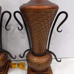 Pair of Anthony Bronze/Copper Tone Vase Table Lamps alternative image