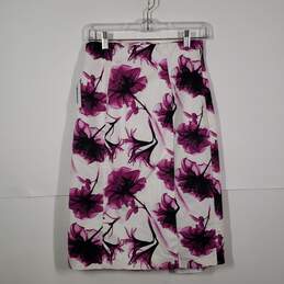 Womens Floral Flat Front Back Zip Knee Length Straight & Pencil Skirt Size 4