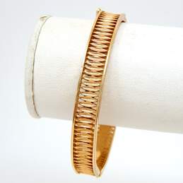 VNTG Trifari Gold Tone Cut Out Hinged Bangle Bracelet 19.6g alternative image