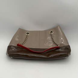 Womens Brown Leather Inner Zip Pockets Semi Chain Strap Shoulder Bag alternative image