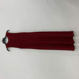 Womens Red Shimmery Sleeveless Round Neck Long Maxi Dress Size 10 Petite alternative image