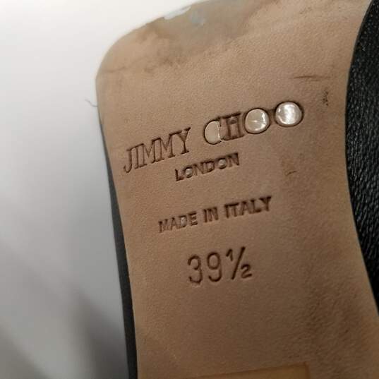 Jimmy Choo Black Leather Studded Toe Heels Women's Size 9 image number 8