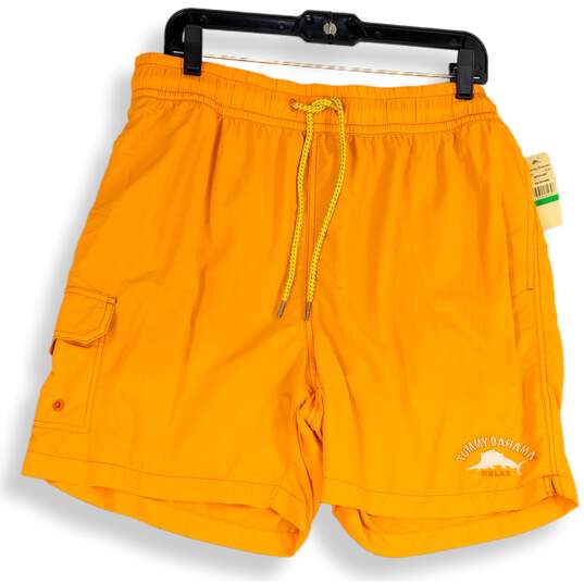 NWT Tommy Bahama Mens Happy Go Cargo Orange Drawstring Swim Trunks Shorts Size L image number 1