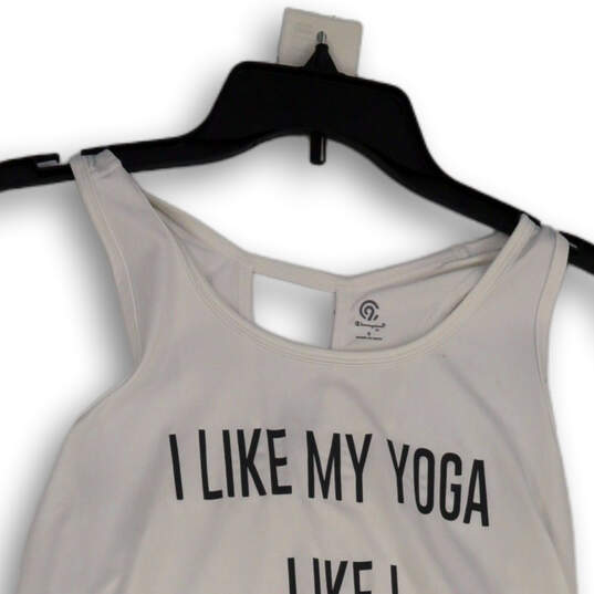 Womens White Scoop Neck Sleeveless Gym Yoga Pullover Tank Top Size Small image number 3