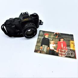 Canon T50 35mm SLR Film Camera w/ 50mm Lens & Manual