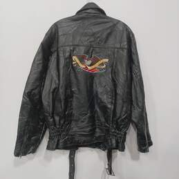 Men’s Vintage Belted Leather Motorcycle Jacket Sz XXL alternative image