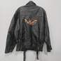 Men’s Vintage Belted Leather Motorcycle Jacket Sz XXL image number 2