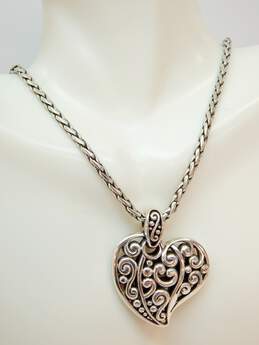 Brighton Designer Silver Tone Filigree Heart Pendant Necklace alternative image