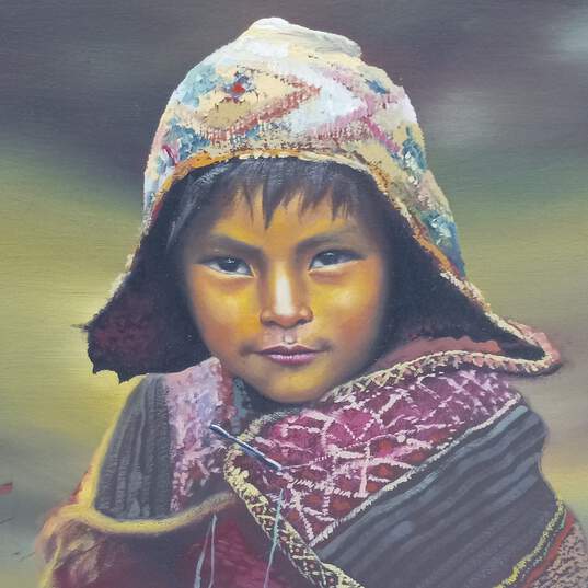 Painting of Asian Child Signed and Framed image number 3