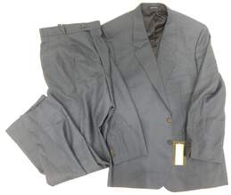 Vintage The Custom Shop Tailors Mens Navy Blue Suit Size 43 Reg
