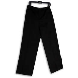 Womens Black Flat Front Pockets Straight Leg Formal Dress Pants Size 4