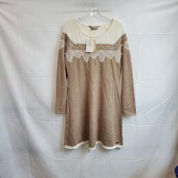 Royal Robbins Beige & Ivory Wool Cotton Blend Sweater Dress WM Size S NWT