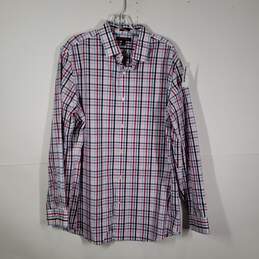 Mens Non-Iron Plaid Collared Long Sleeve Button-Up Shirt Size X-Large