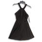 Womens Black Sleeveless Back Zip Halter Neck Short Mini Dress Size 3/4 image number 1