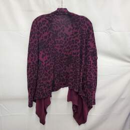 Tahari WM's Animal Print Open Front Pink & Black Cardigan Sweater Size L alternative image