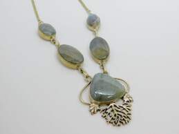 Artisan Sterling Silver Ethereal Labradorite Pendant Necklace & Stacked Ring 31.8g alternative image