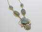 Artisan Sterling Silver Ethereal Labradorite Pendant Necklace & Stacked Ring 31.8g image number 2
