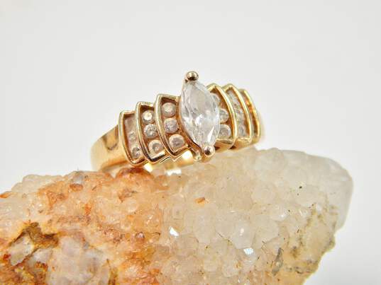 10k Yellow Gold Marquise CZ Tiered Ring 3.4g image number 2