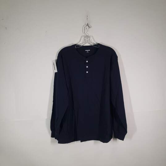 Mens Regular Fit Henley Neck Long Sleeve Pullover T-Shirt Size XL (46-48) image number 1
