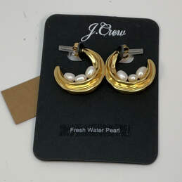 Designer J. Crew Gold-Tone Anya Nested Fresh Water Pearl Hoop Earrings