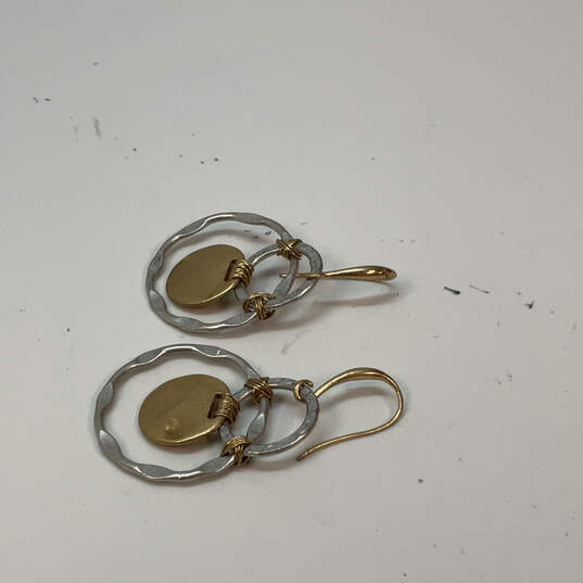 Designer Robert Lee Morris Two-Tone Wire Wrapped Orbital Drop Earrings image number 3