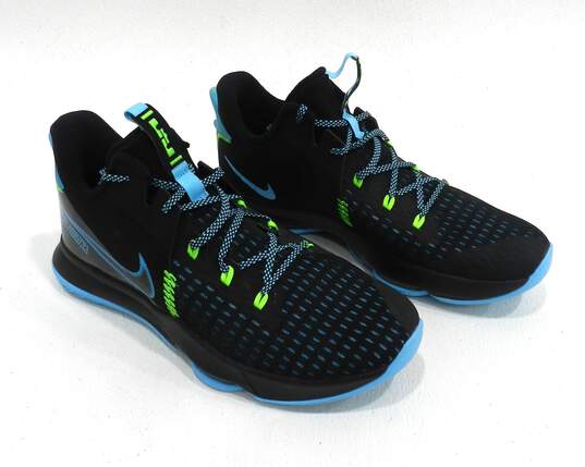 Nike LeBron Witness 5 Black Light Blue Fury Men's Shoes Size 15 image number 1
