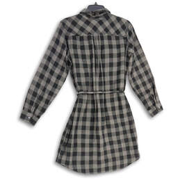 NWT Womens Black Gray Plaid Tie Waist Long Sleeve Shift Dress Size 14 alternative image