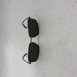 Mens Black Frame Polarized Rectangular Black Lens Metal Wire Sunglasses