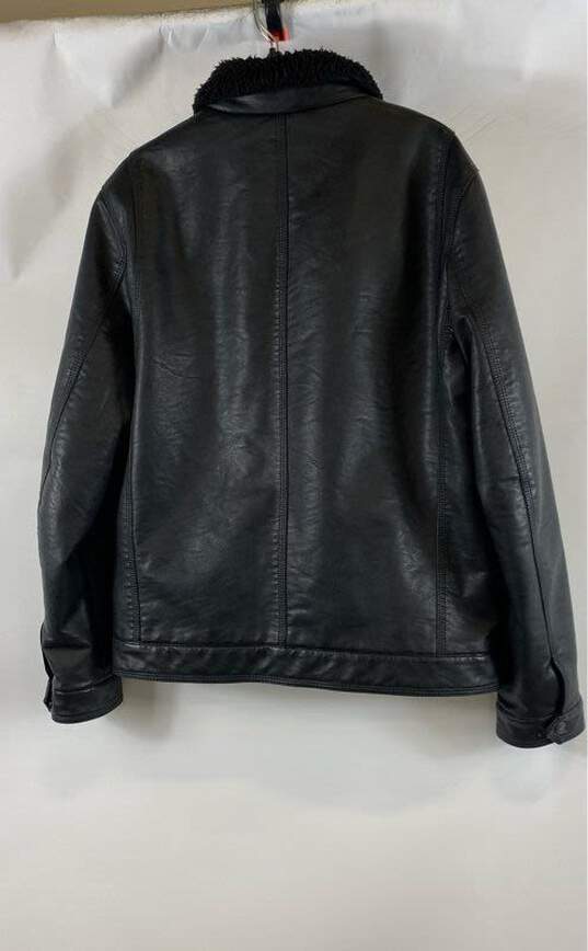 Levi's Men Black Faux Leather Jacket/ Sherpa Lining- L image number 2