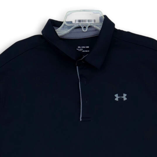 Mens Black Short Sleeve Spread Collar Side Slit Golf Polo Shirt Size 2XL image number 3