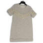 Womens Gray Round Neck Short Sleeve Knee Length Shirt Dress Size Medium image number 1