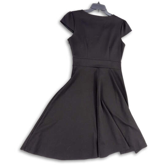 Womens Black Cap Sleeve Side Zip Knee Length A-Line Dress Size Medium image number 2