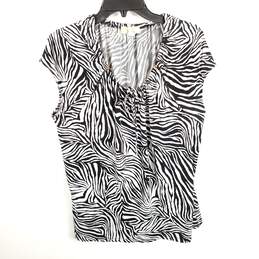 Michael Kors Women White Zebra Print Blouse XL