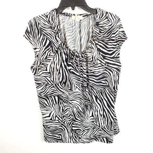 Michael Kors Women White Zebra Print Blouse XL image number 1