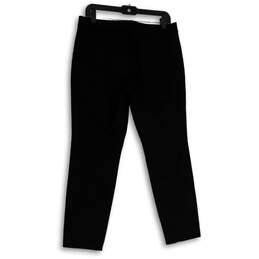 Womens Black Flat Front Welt Pocket Straight Leg Dress Pants Size 8