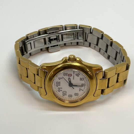 Designer Swiss Army Gold-Tone Stainless Steel Round Dial Analog Wristwatch image number 3