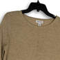 Womens Tan Knitted Long Sleeve Round Neck Pullover Sweater Size Small image number 4