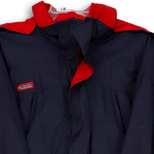 Mens Black Red Mock Neck Full-Zip Bugaboo Hooded Windbreaker Jacket Size XL image number 3