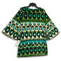 NWT Womens Green Black Aztec Boat Neck Bell Sleeve Mini Dress Size S image number 2