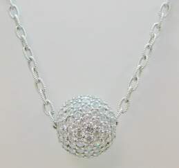 Judith Ripka 925 Sterling Silver CZ Ball Bead Pendant Necklace 16.3g alternative image