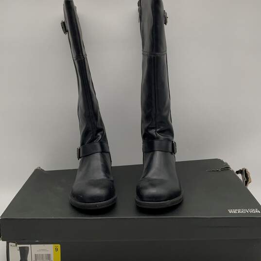 NIB Kenneth Cole Reaction Womens Black Side Zipper Tall Riding Boots Size 9 image number 3