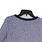 Womens Blue Gray Knitted Crew Neck Long Sleeve Pullover Sweater Size M image number 4